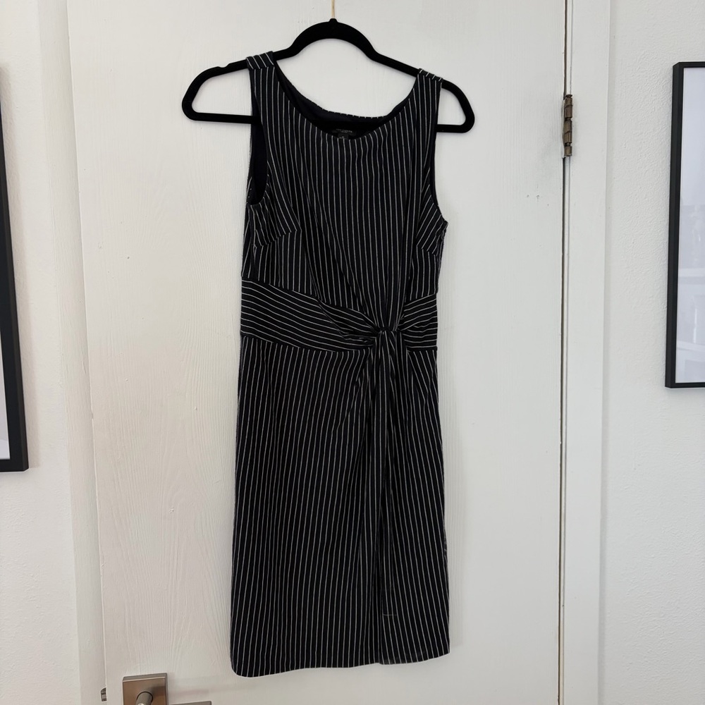 Ann Taylor Navy Knotted Striped Dress